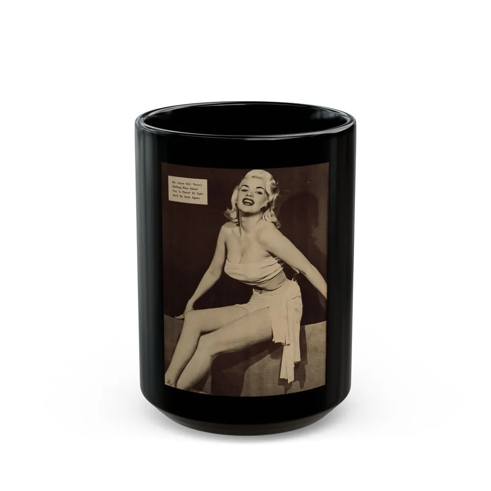 Jayne Mansfield #180 - 1 Pages, 1 Full Page B&W Photo & Caption from Glance Mag. August '59 (Vintage Female Icon) Black Coffee Mug-15oz-Go Mug Yourself