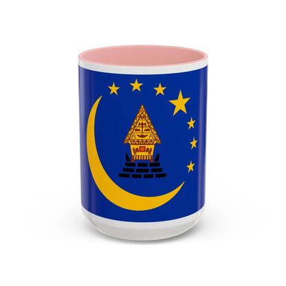 Flag of Koror Palau - Accent Coffee Mug-15oz-Pink-Go Mug Yourself