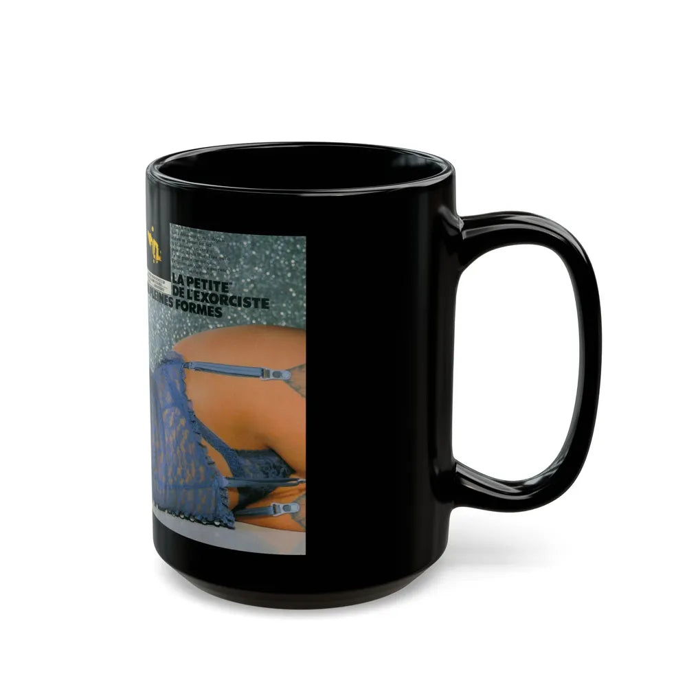 Linda Blair #237 - Topless (Vintage Female Icon) Black Coffee Mug-Go Mug Yourself