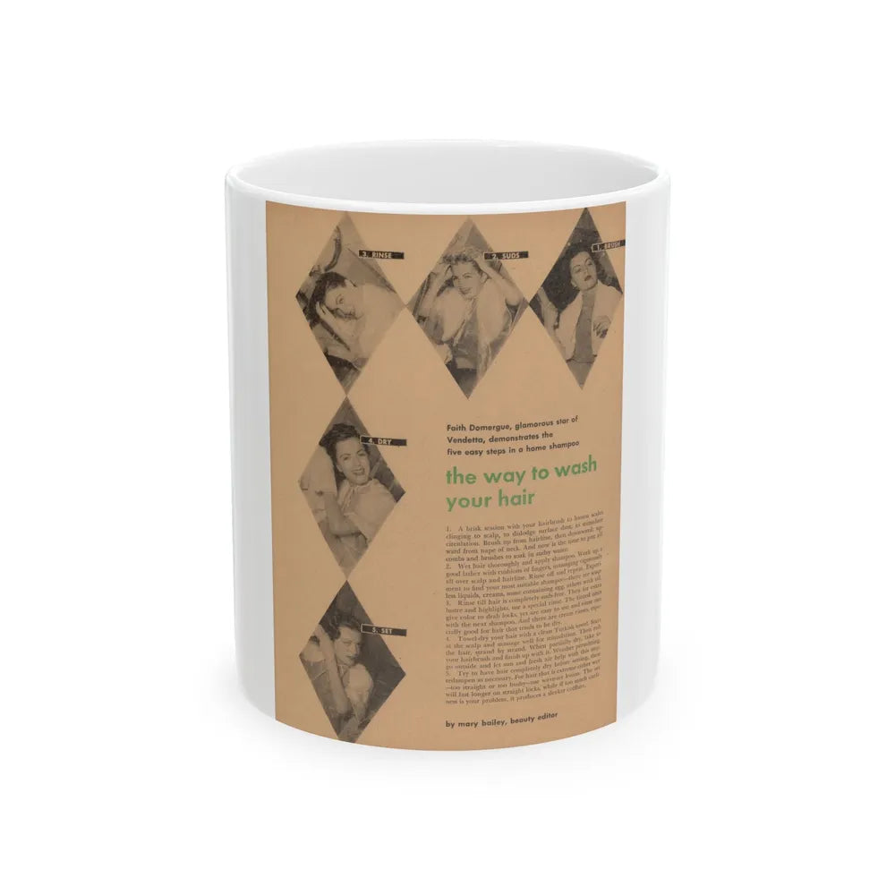 Faith Domergue #226 - Shampoo Advertisement Featuring, Faith from 50's (Vintage Female Icon) White Coffee Mug-11oz-Go Mug Yourself