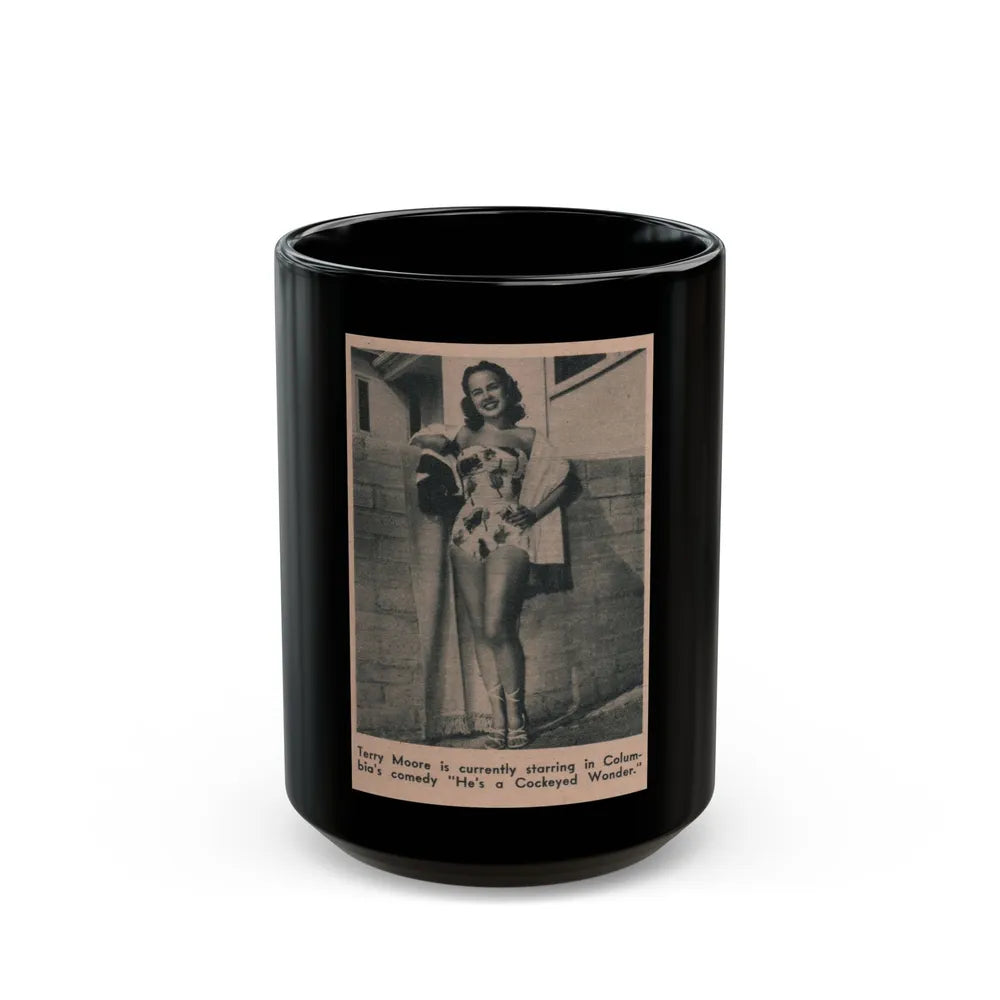 Terry Moore #594 - 2.25x3.5 Magazine Page Photo Clipping (Vintage Female Icon) Black Coffee Mug-15oz-Go Mug Yourself