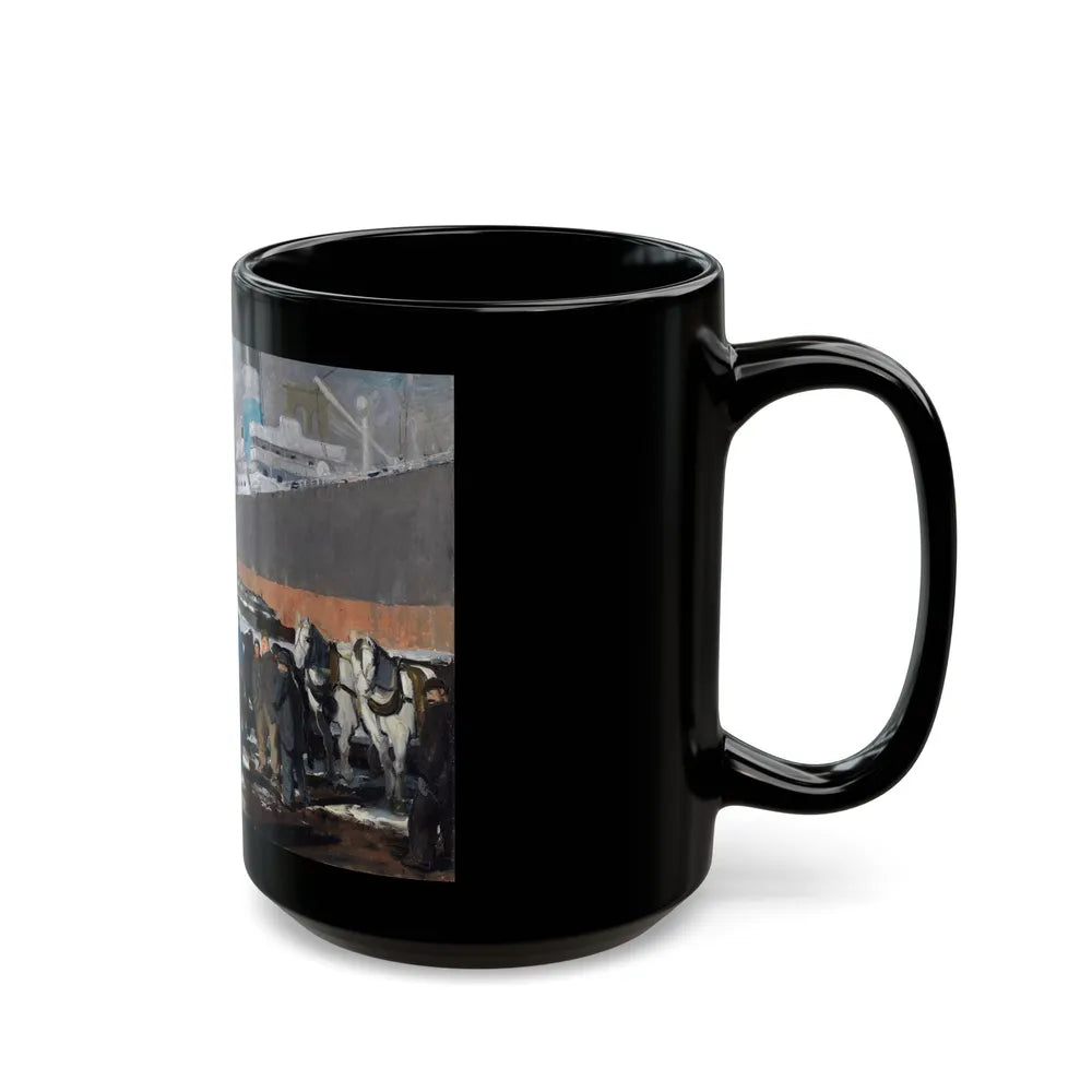 George Bellows (1882-1925) Men of the Docks - oil on canvas 1912 - Black Coffee Mug-Go Mug Yourself