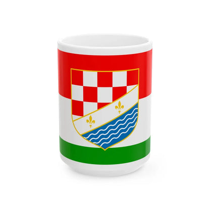 Flag of Posavina Canton Bosnia and Herzegovina - White Coffee Mug-15oz-Go Mug Yourself