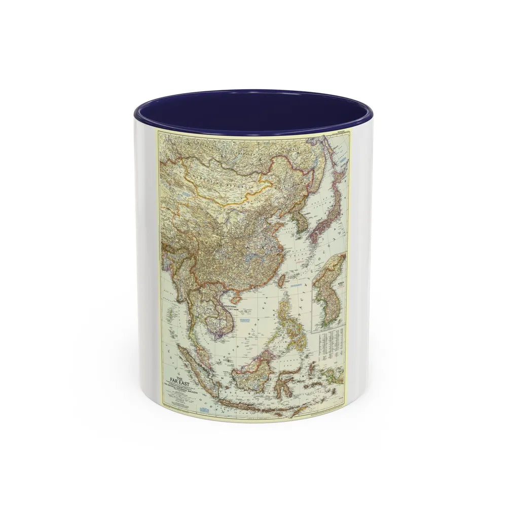 Far East (1952) (Map) Accent Coffee Mug-11oz-Navy-Go Mug Yourself