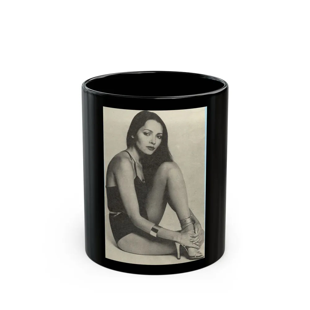 Barbara Carrera #90 (Vintage Female Icon) Black Coffee Mug-11oz-Go Mug Yourself