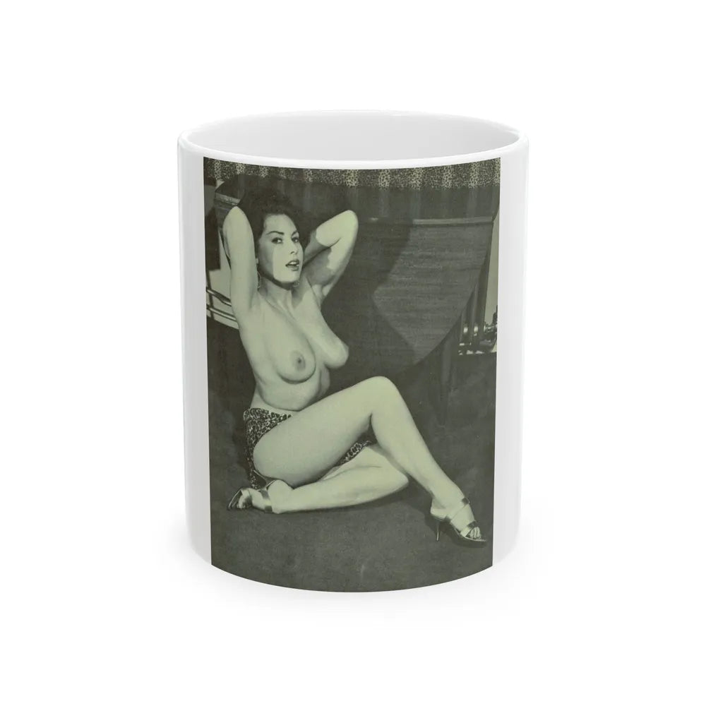 June Palmer #147 - Topless (Vintage Female Icon) White Coffee Mug-11oz-Go Mug Yourself