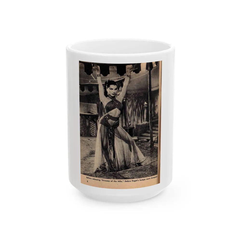 Debra Paget #413 - Show Mag. '55 - 1 B&W Photo (Vintage Female Icon) White Coffee Mug-15oz-Go Mug Yourself