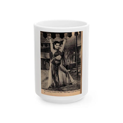 Debra Paget #413 - Show Mag. '55 - 1 B&W Photo (Vintage Female Icon) White Coffee Mug-15oz-Go Mug Yourself