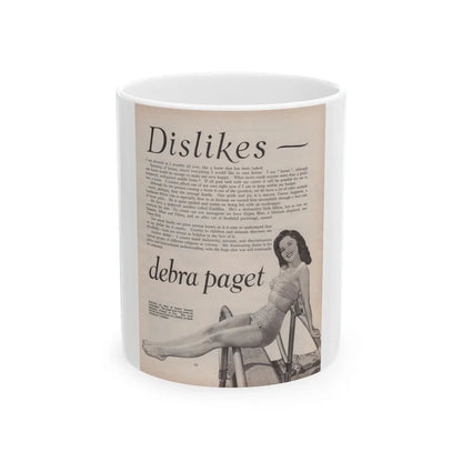 Debra Paget #522 - Magazine Page 2 of 2 1 B&W Pin-Up Photo Early 50's+Article (Vintage Female Icon) White Coffee Mug-11oz-Go Mug Yourself