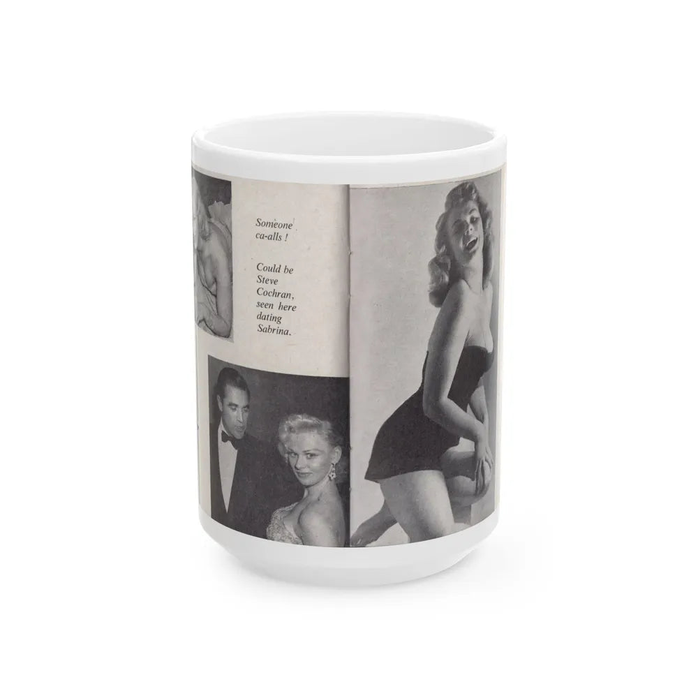 Norma Sykes #149 - 66 PHOTOGRAPHS OF Sabrina U.K. Pocket Mag. Pages 28 & 29 (Vintage Female Icon) White Coffee Mug-15oz-Go Mug Yourself