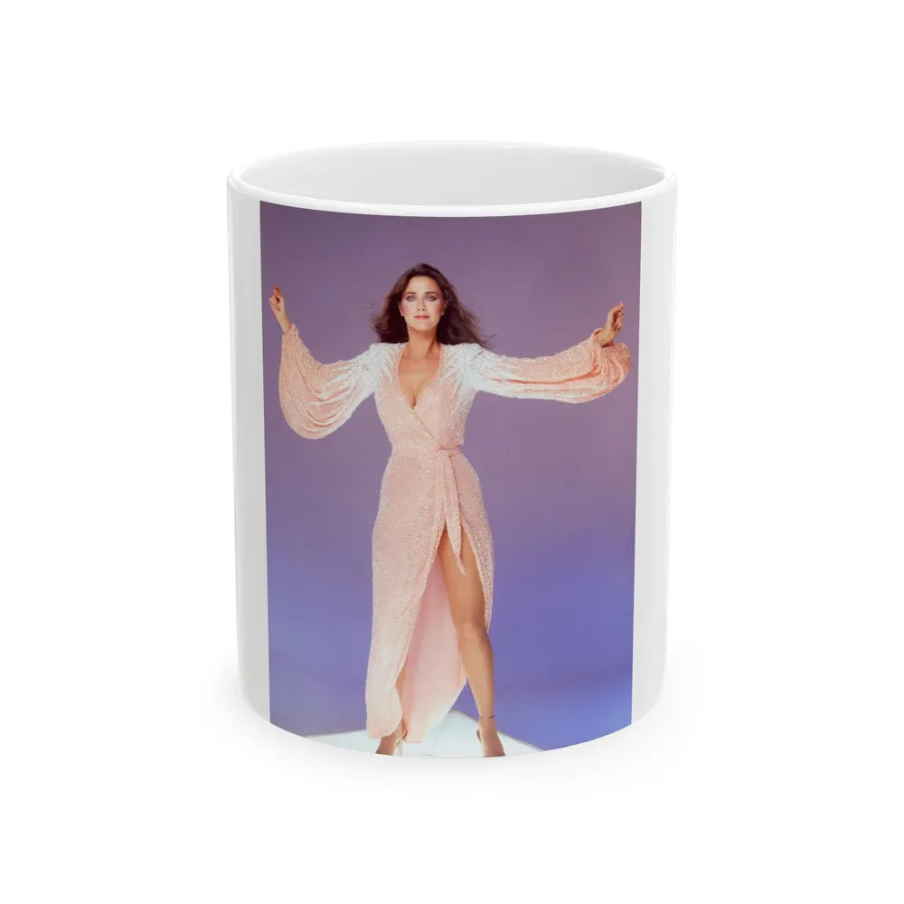 Lynda Carter #178 (Vintage Female Icon) White Coffee Mug-11oz-Go Mug Yourself