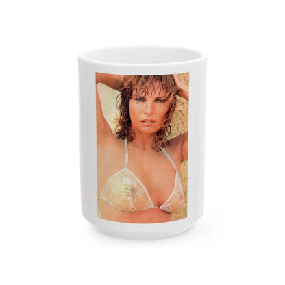 Raquel Welch #227 - See through top (Vintage Female Icon) White Coffee Mug-15oz-Go Mug Yourself