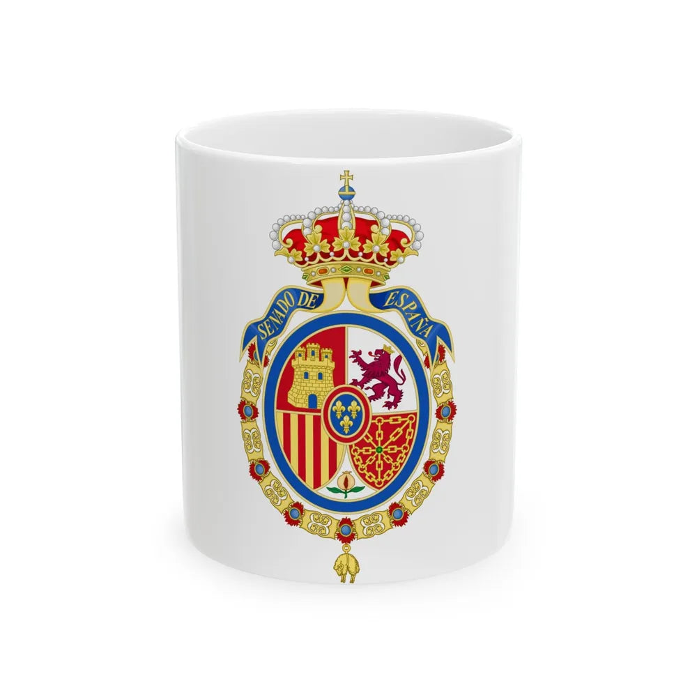 Coat of Arms of the Senate of Spain - White Coffee Mug-11oz-Go Mug Yourself