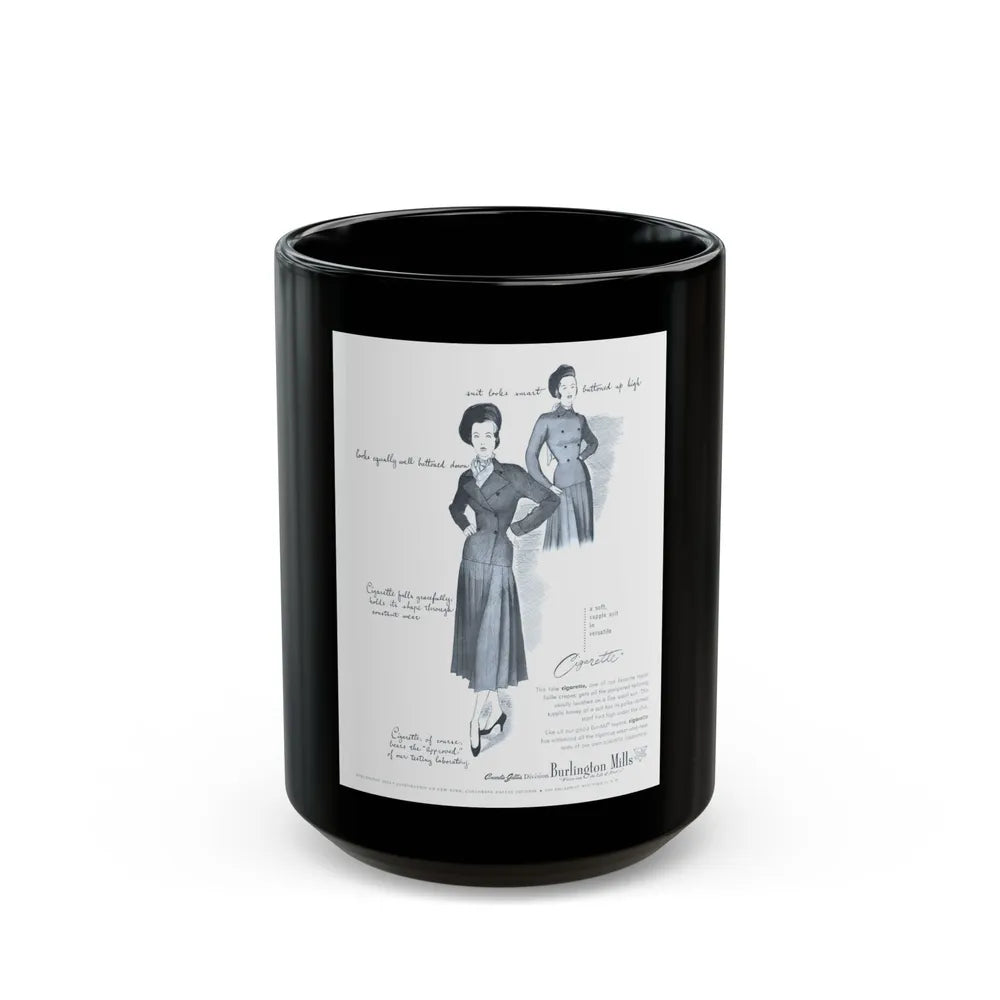 Burlington Mills, 1948 - Black Coffee Mug-15oz-Go Mug Yourself