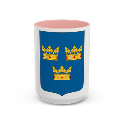 Shield of arms of Sweden - Accent Coffee Mug-15oz-Pink-Go Mug Yourself