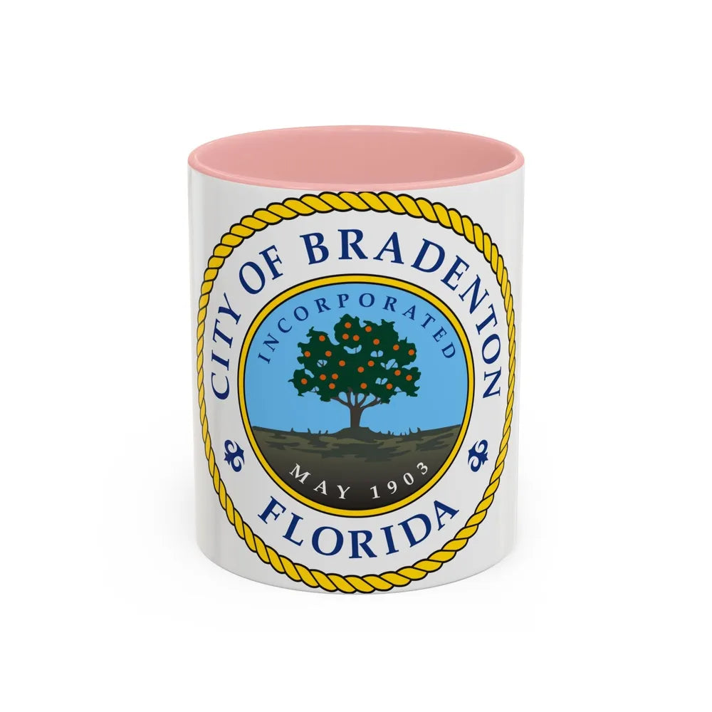 Seal of Bradenton Florida - Accent Coffee Mug-11oz-Pink-Go Mug Yourself