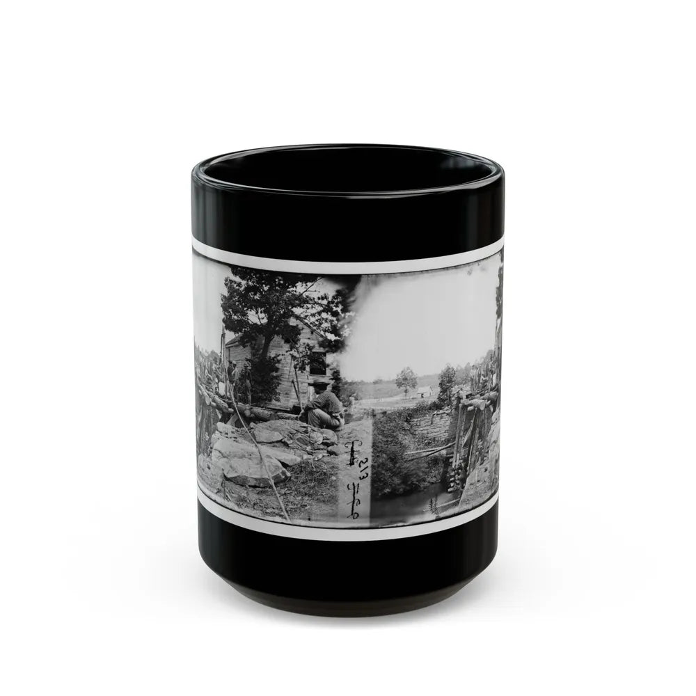 Fauquier Sulphur Springs, Va., Vicinity. Troops Building Bridges Across The North Fork Of The Rappahannock (U.S. Civil War) Black Coffee Mug-15oz-Go Mug Yourself