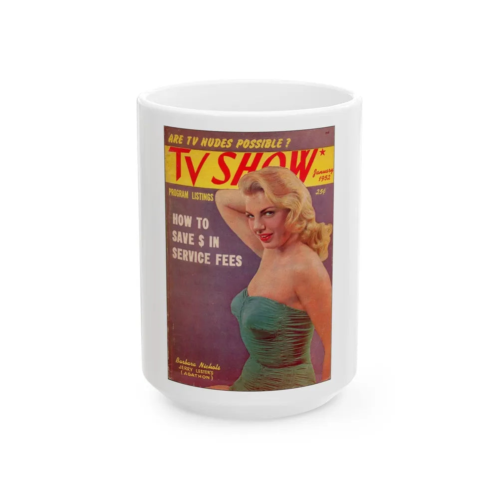 Barbara Nichols #330 - Mag. Cover (Vintage Female Icon) White Coffee Mug-15oz-Go Mug Yourself