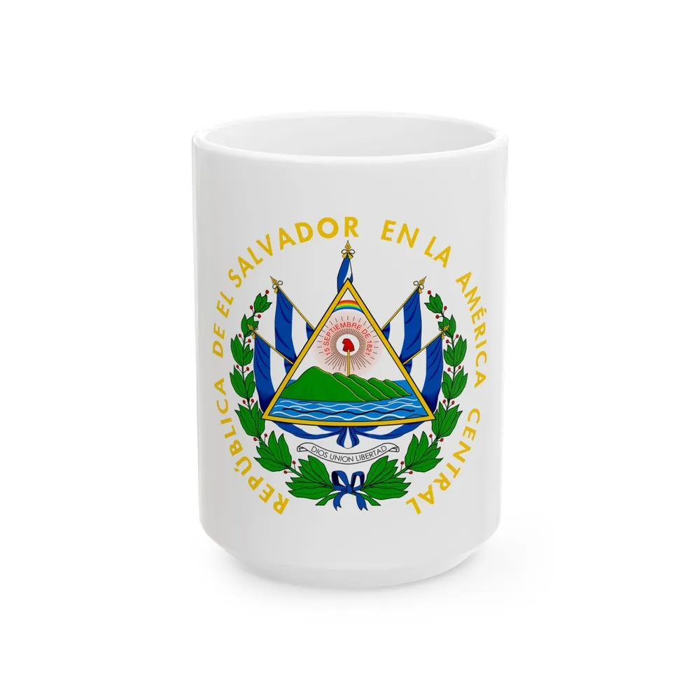 Coat of arms of El Salvador - White Coffee Mug-15oz-Go Mug Yourself