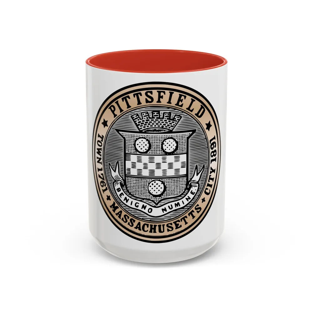 Seal of Pittsfield Massachusetts - Accent Coffee Mug-15oz-Red-Go Mug Yourself