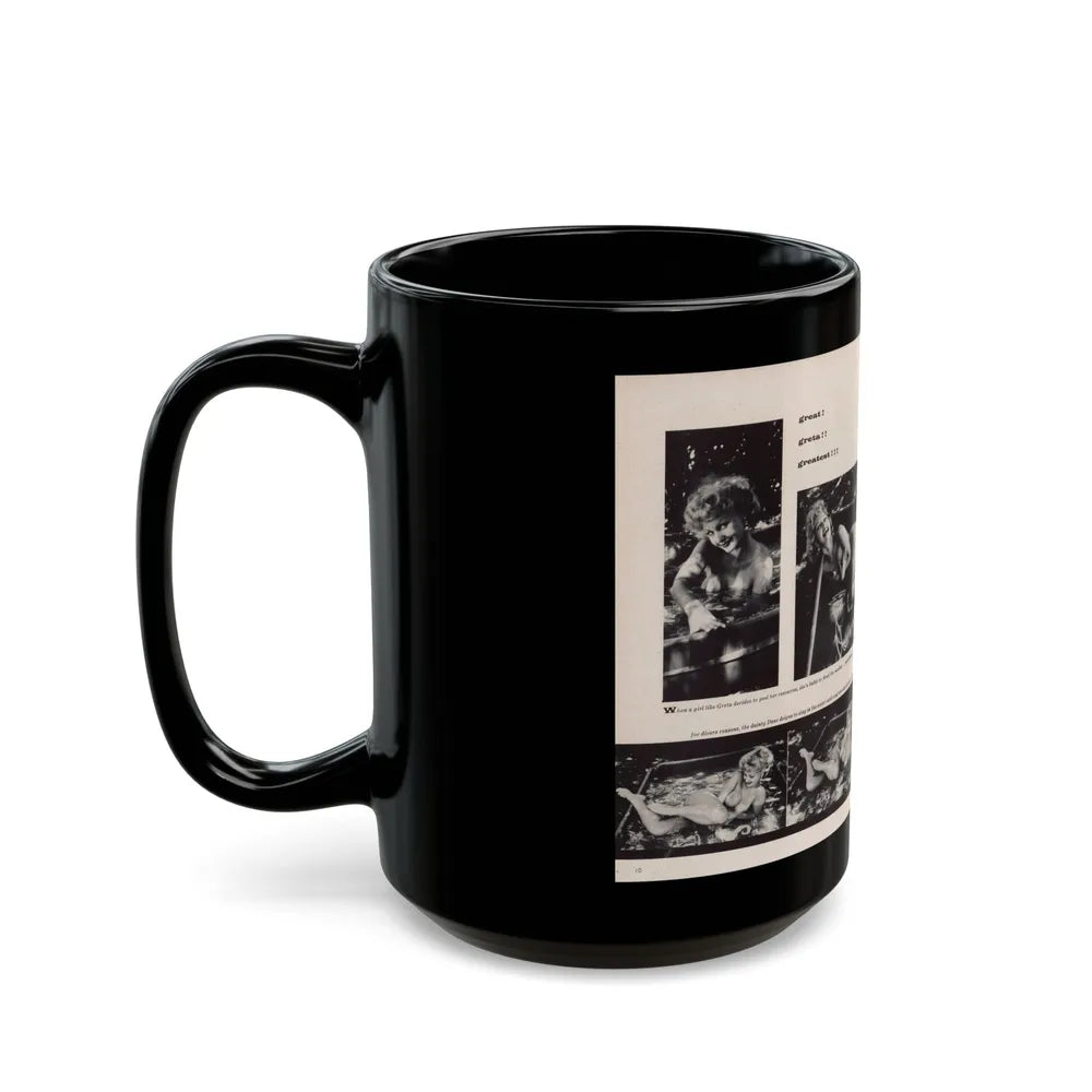 Greta Thyssen #132 - 2 Page 6 B&W Photos from Jem Mag. May '57 (Vintage Female Icon) Black Coffee Mug-Go Mug Yourself