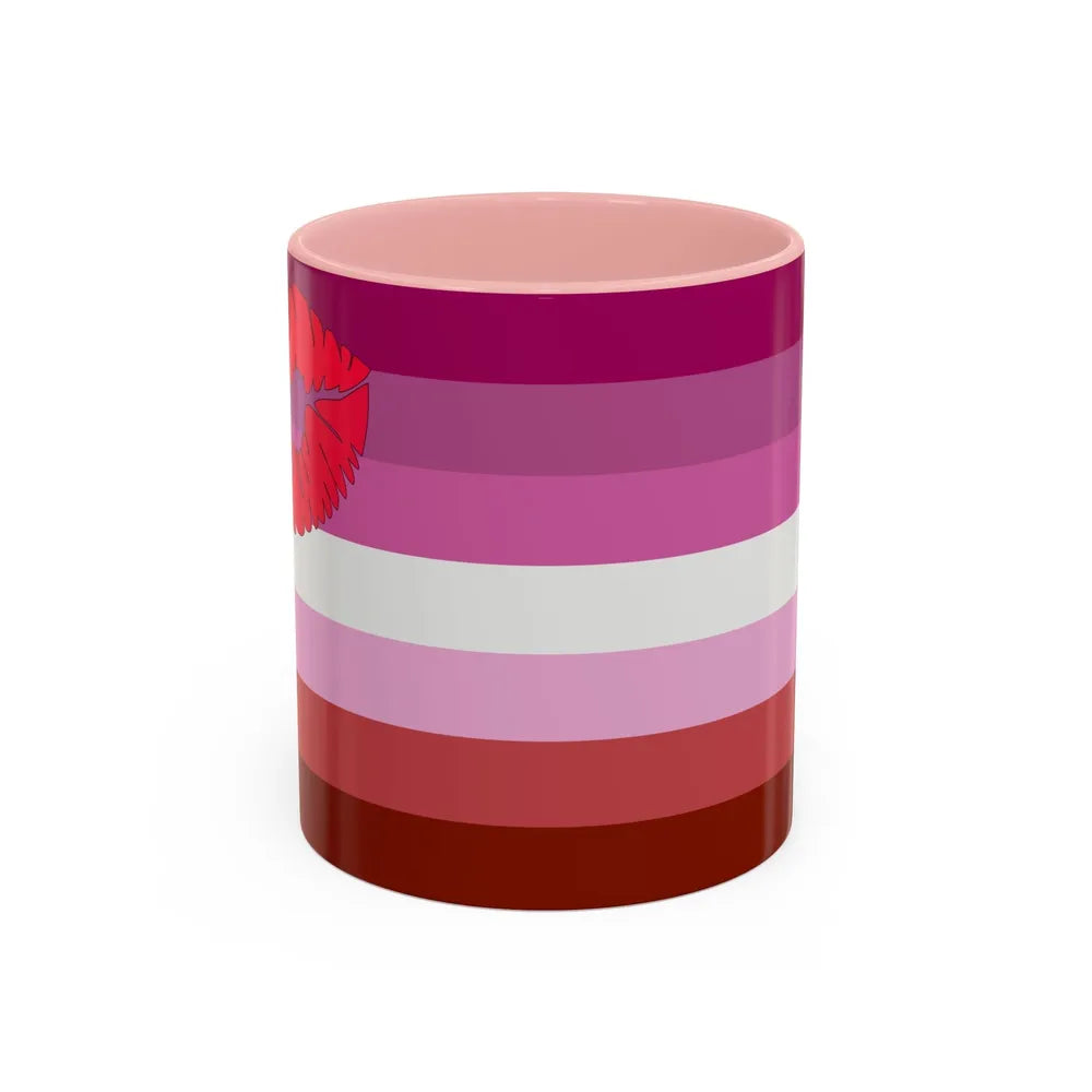 Lipstick lesbian Pride Flag - Accent Coffee Mug-11oz-Pink-Go Mug Yourself