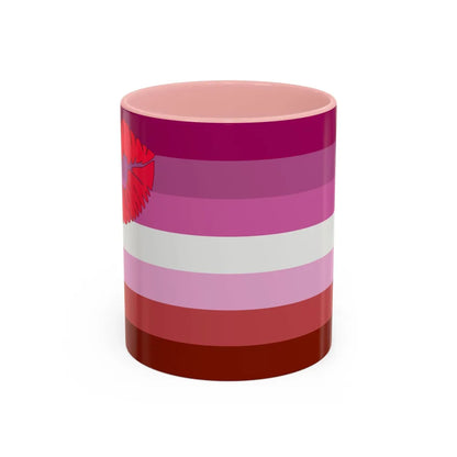 Lipstick lesbian Pride Flag - Accent Coffee Mug-11oz-Pink-Go Mug Yourself