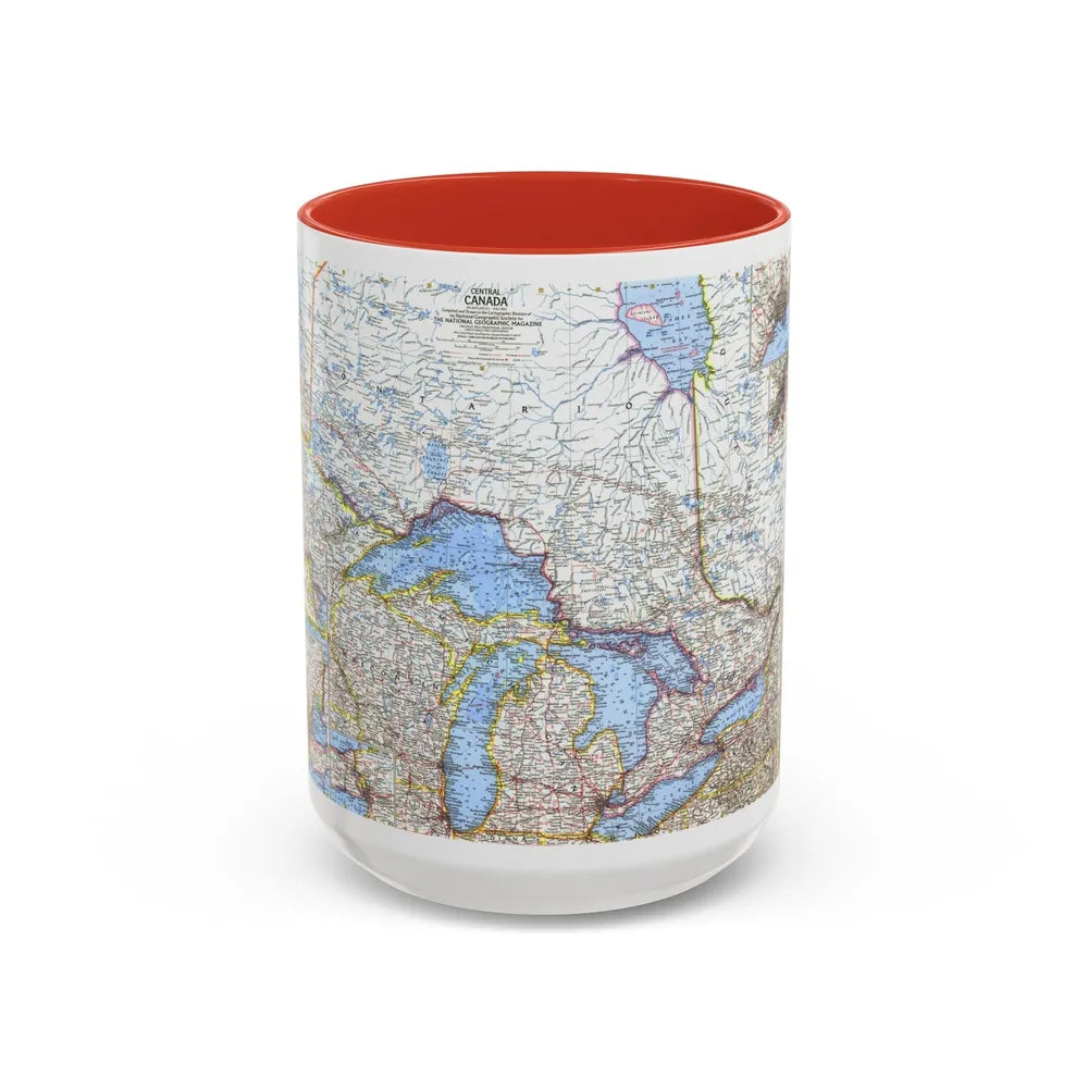 Canada - Central (1963) (Map) Accent Coffee Mug-15oz-Red-Go Mug Yourself