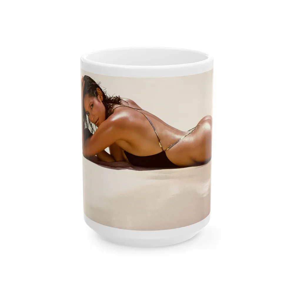 Barbara Carrera #97 (Vintage Female Icon) White Coffee Mug-15oz-Go Mug Yourself