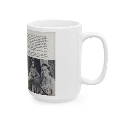 Terry Moore #462 - 66 PHOTOGRAPHS OF Terry MOORE U.K. Pocket Mag. Pages 54 & 55 (Vintage Female Icon) White Coffee Mug-Go Mug Yourself