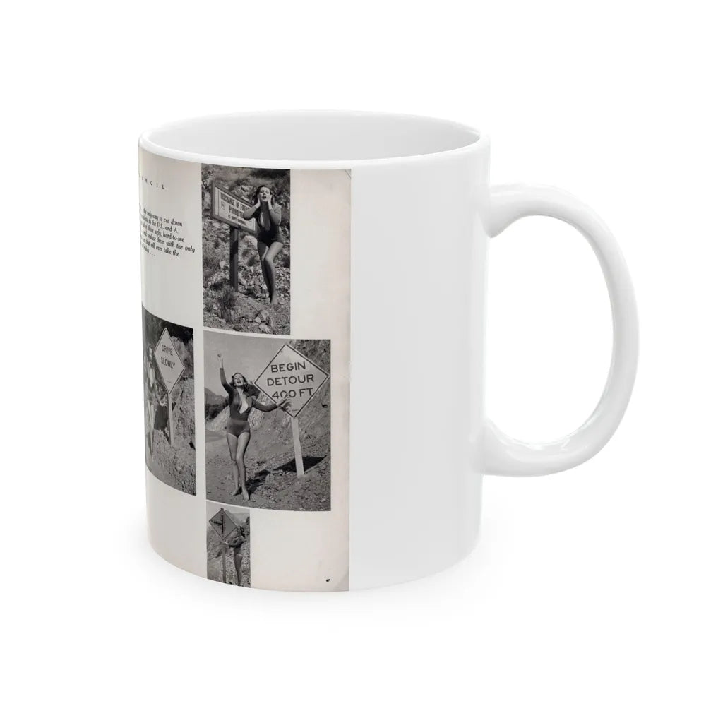 Dawn Richard #70 - [Pages 66 & 67] Including 2 Pages & 7 B&W Photos with Caption from DUDE Mag. '57 1 (Vintage Female Icon) White Coffee Mug-Go Mug Yourself