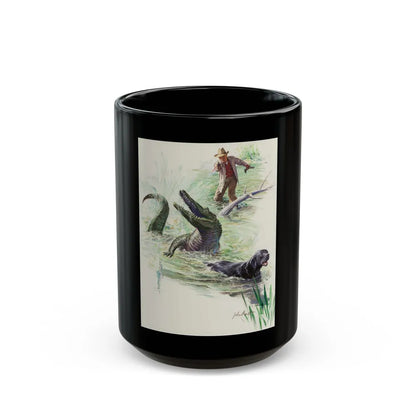 Crocodile Hunter, Roto Magazine story illustration - Black Coffee Mug-15oz-Go Mug Yourself