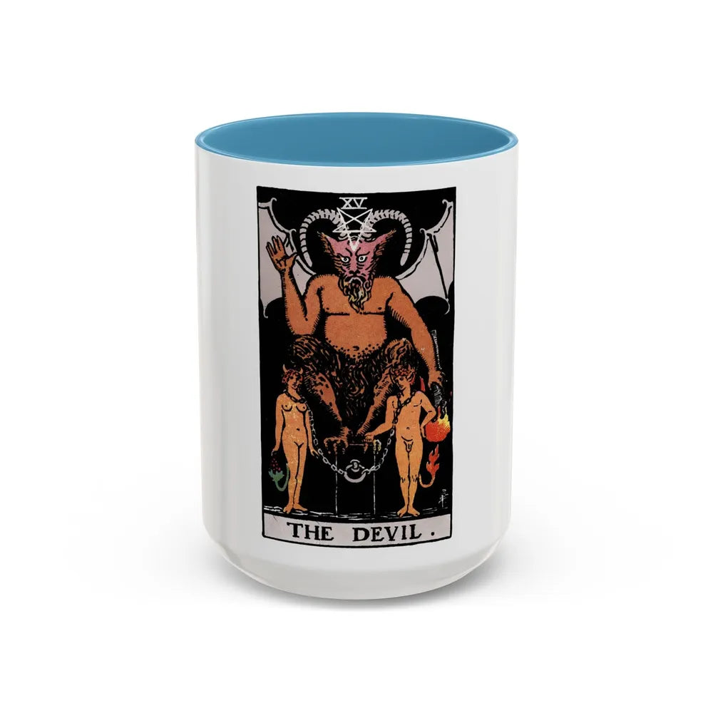 The Devil (Tarot Card) Accent Coffee Mug-15oz-Light Blue-Go Mug Yourself