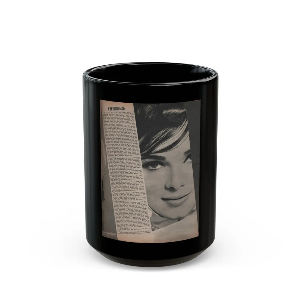 Gila Golan #153 - Photoplay Mag. July 1966 - 1 B&W Photo & Article Continued about Gila (Vintage Female Icon) Black Coffee Mug-15oz-Go Mug Yourself