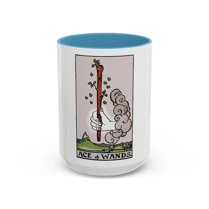 The Ace of Wands (Tarot Card) Accent Coffee Mug-15oz-Light Blue-Go Mug Yourself