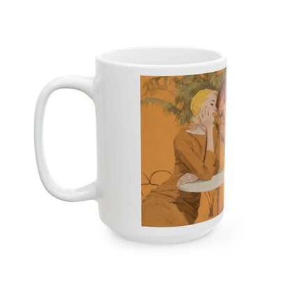 Couple at Cafe table, magazine illustration - White Coffee Mug-Go Mug Yourself