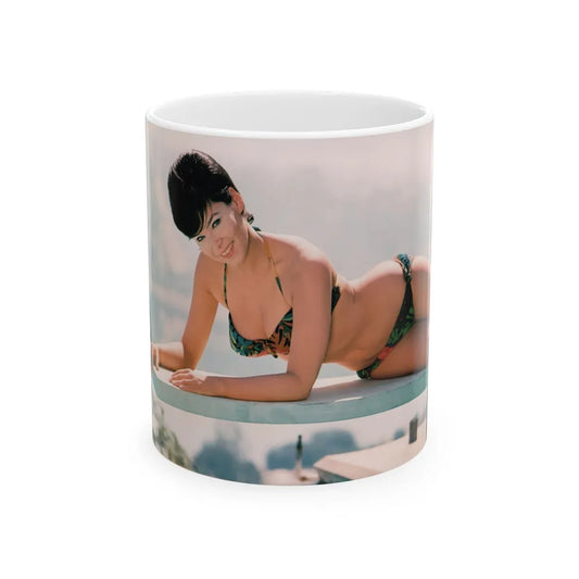 Yvonne Craig #13 - 8x10 Color 2-Piece Hawaiian Bikini Pin-Up Photo from 60's (Vintage Female Icon) White Coffee Mug-11oz-Go Mug Yourself