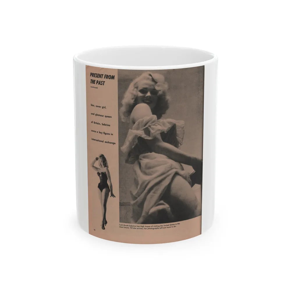 Norma Sykes #182 - Play Mag. 9-4-59 - 2 B&W Photos & More (Vintage Female Icon) White Coffee Mug-11oz-Go Mug Yourself