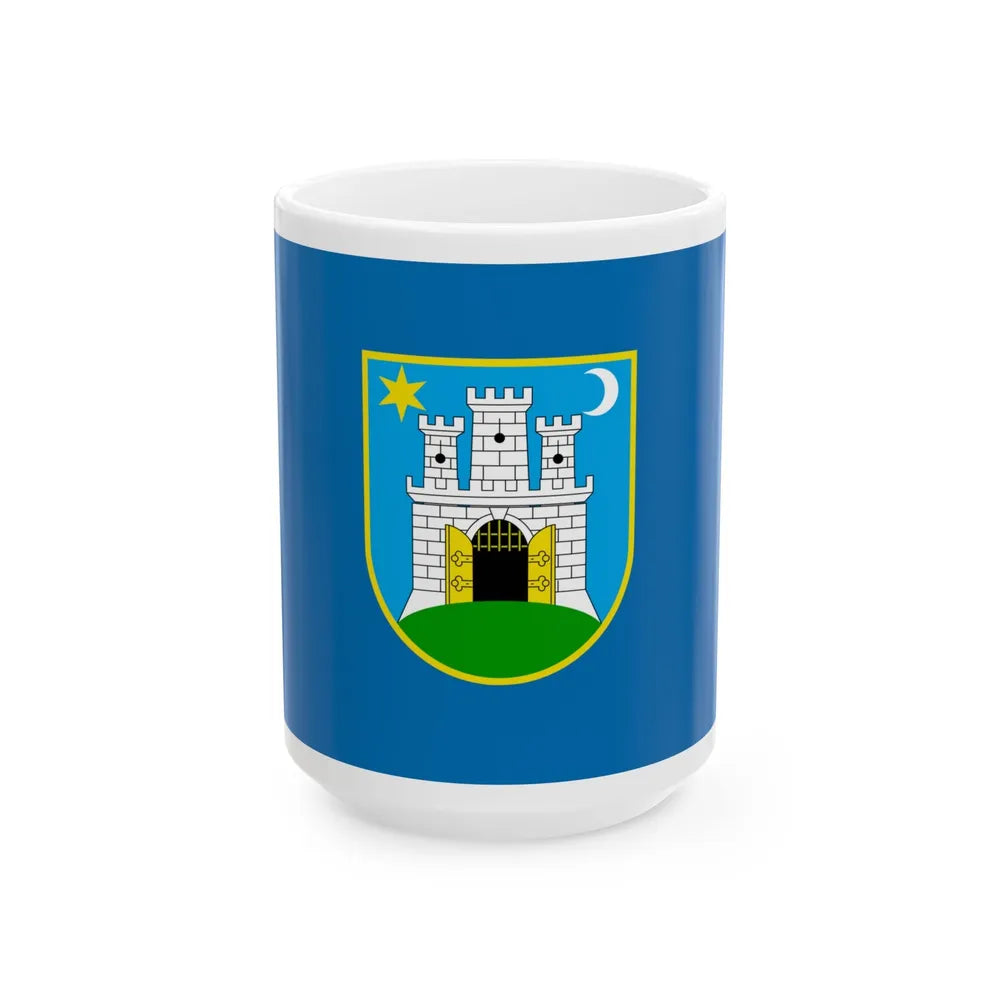 Flag of the City of Zagreb Croatia - White Coffee Mug-15oz-Go Mug Yourself