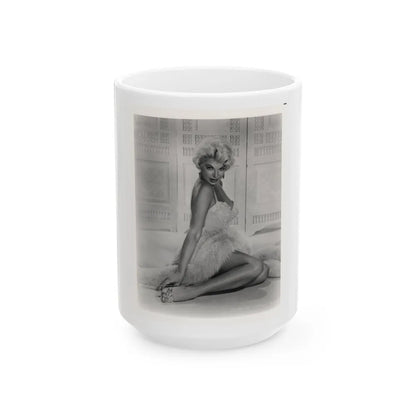 Barbara Nichols #579 - 8x10 B&W Full Body Irving Klaw Negative Re-Strike Glamour Photo from 50's (Vintage Female Icon) White Coffee Mug-15oz-Go Mug Yourself