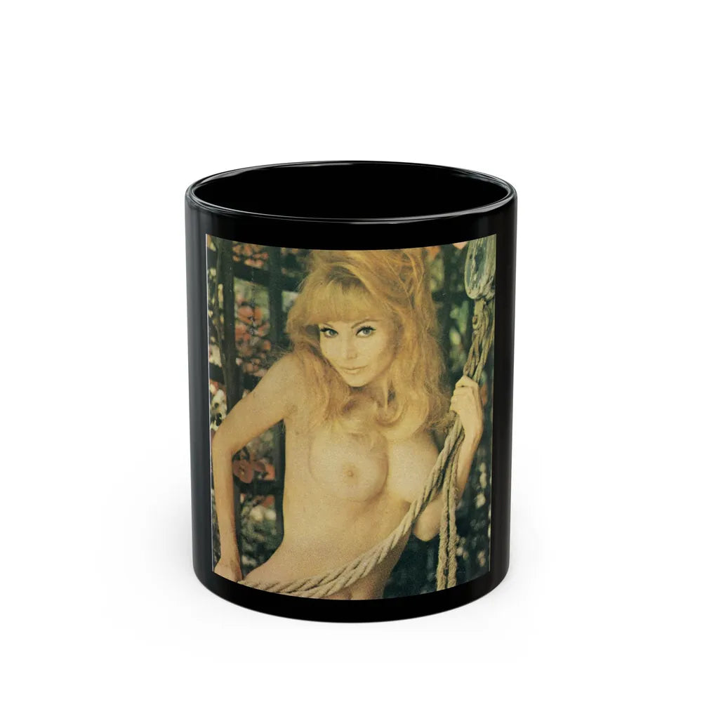 Francine York #23 - Topless (Vintage Female Icon) Black Coffee Mug-11oz-Go Mug Yourself