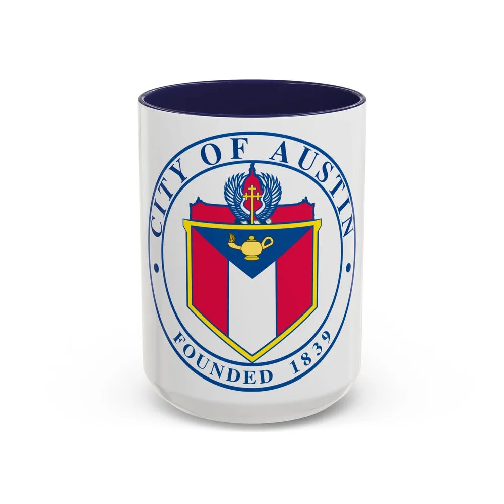 Seal of Austin TX - Accent Coffee Mug-15oz-Navy-Go Mug Yourself