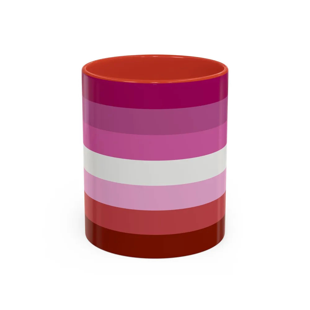 Lesbian Pride Flag - Accent Coffee Mug-11oz-Red-Go Mug Yourself