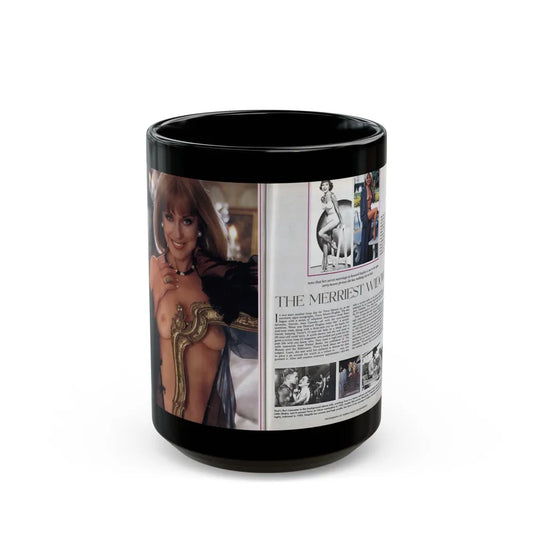 Terry Moore #241 - [Pages 130 & 131] Pages 1 & 2 of 10 Pics Color+B&W 2 Topless, 1 Pin-Up and 3 Candid Films Pics, Article+Captions from Playboy Mag. Aug. '84 (Vintage Female Icon) Black Coffee Mug-15oz-Go Mug Yourself