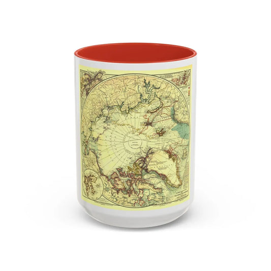 North Pole (1907) (Map) Accent Coffee Mug-15oz-Red-Go Mug Yourself