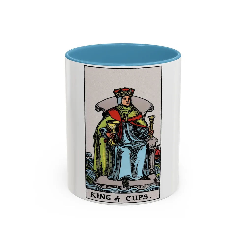 The King of Cups (Tarot Card) Accent Coffee Mug-11oz-Light Blue-Go Mug Yourself