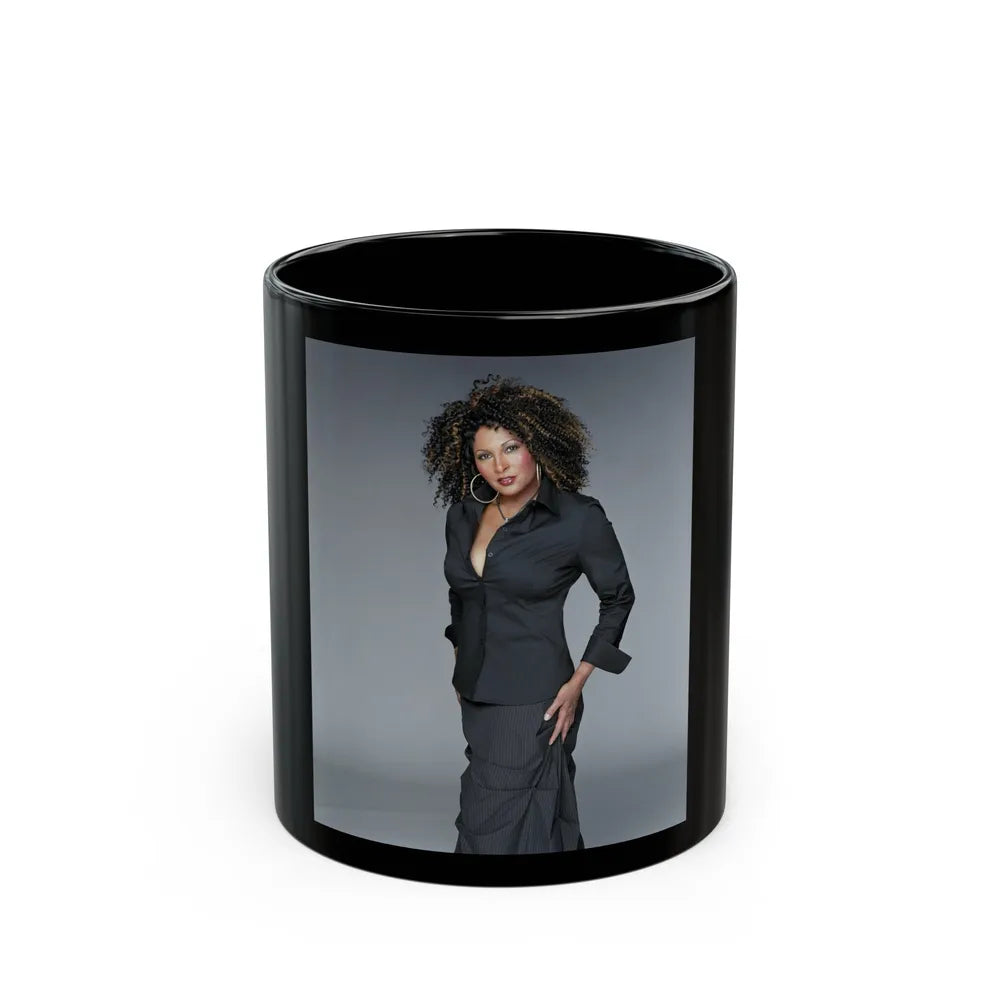 Pam Grier #07 (Vintage Female Icon) Black Coffee Mug-11oz-Go Mug Yourself