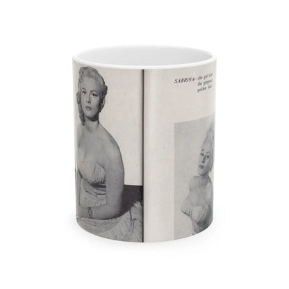 Norma Sykes #161 - 66 PHOTOGRAPHS OF Sabrina U.K. Pocket Mag. Pages 52 & 53 (Vintage Female Icon) White Coffee Mug-11oz-Go Mug Yourself