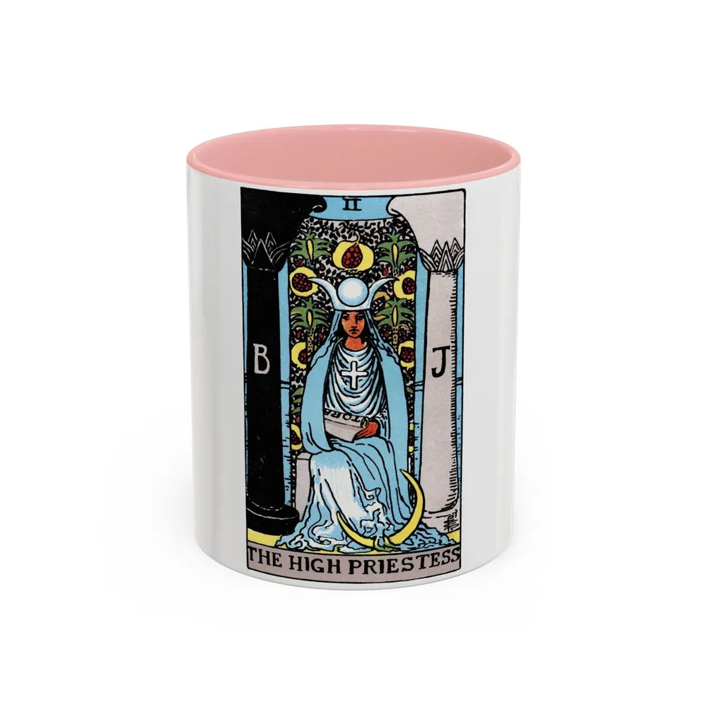 The High Priestess (Tarot Card) Accent Coffee Mug-11oz-Pink-Go Mug Yourself