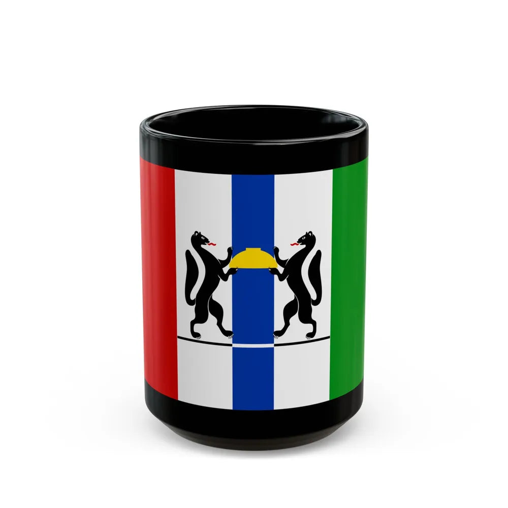 Flag of Novosibirsk Oblast Russia - Black Coffee Mug-15oz-Go Mug Yourself